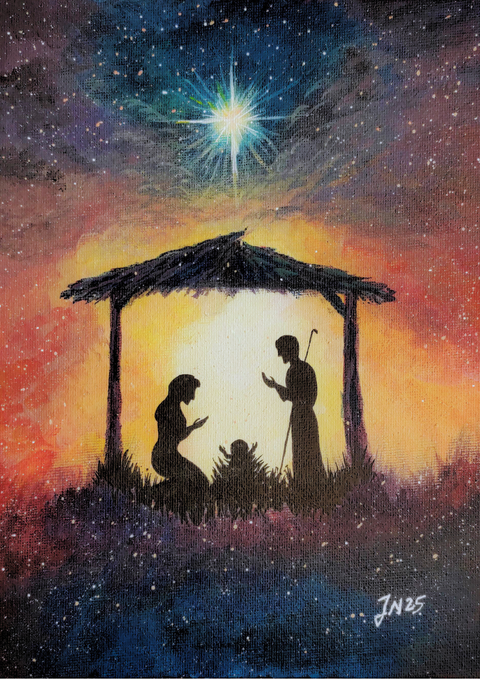 Card Santa Claus on a sleigh 