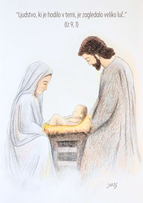 Card Santa Claus on a sleigh 