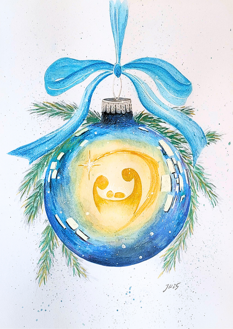 Card Santa Claus on a sleigh 