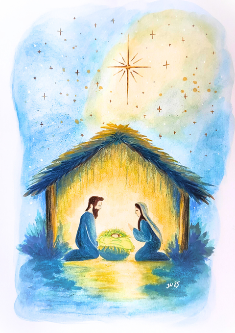 Card Santa Claus on a sleigh 