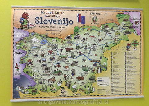 Medved Lovro raziskuje Slovenijo - Otroška stenska karta SLOVENIJE, PIŠI BRIŠI