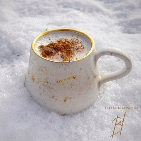 »Snowflake« skodelica za cappucino/ BELO- ZLATA