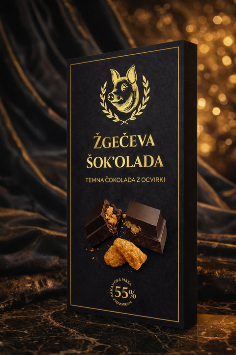 Žgečeva ŠOK'olada - temna čokolada z ocvirki
