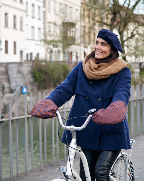 Rokavičke Mittske Brown Blue Dots