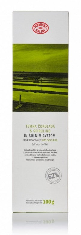 Temna čokolada s solnim cvetom in spirulino 100 g